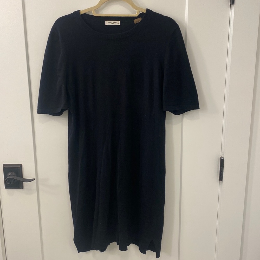 Equipment L Black cotton / cashmere sweater dress